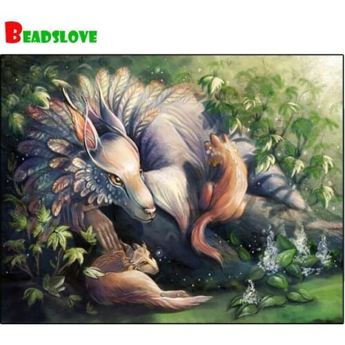 Christmas Diamond Mosaic Fantasy Magical animals,5D Diy Diamond Embroidery Rhinestones Of Pictures Diamond Painting Fox