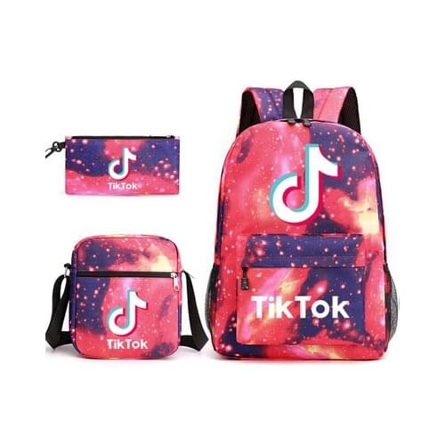 Tik Tok backpack For Teenage 3pcs Boys Girls NylonTravel Backpack Women Men Bookbags Students Schoolbag Capacity Laptop Mochilas