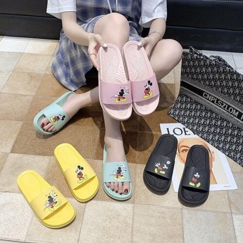 Disney big children cartoon Minnie Mickey boy girl adult female non-slip soft bottom sandals and slippers home shoes beach shoes