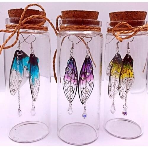 Dragonfly Cicada Butterflies Simulated Wing Material Pendant Earring DIY Jewelry Dropship