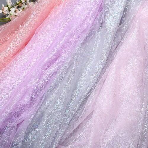 160X100cm Glitter Geometric Lines Printing Tulle Fabric for Girls Dress Princess Dress Handmade DIY Clothing Decoration Fabric