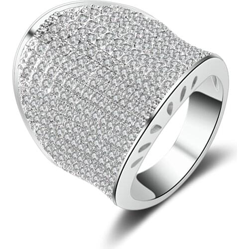 YaYI Fine Jewelry Princess Cut White 200+pcs Little Gemstones Cubic Zirconia Stamped S925 Silver Color Wedding Party Lover Rings