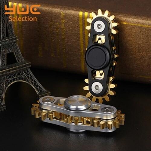 YUC Metal Gear Spinner EDC Toy Gear Chain Gyro Sprockets Flywheel Fingertip Brass Finger Spinner Top Stress Relief For Kids