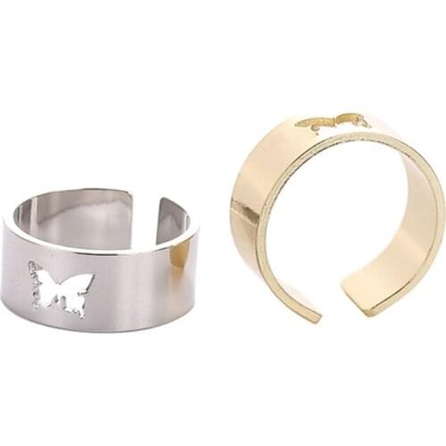 1 Pair Matching Butterfly Lover Couple Rings Engagement Promise Rings for Men Women Wedding Party Jewelry Gifts