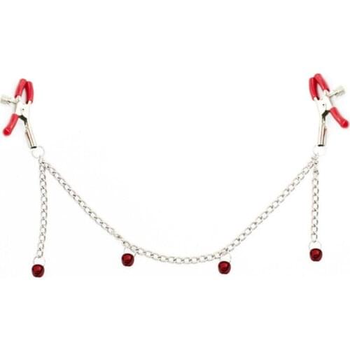 1 Pair Adult Game Breast Clamps Link Chain And Colourful Bells Metal Long Chain Nipple Clamps Sex Toys Nipple Clips