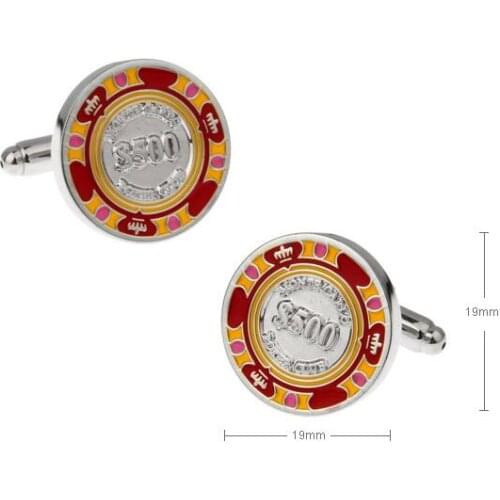 10Pairs/lot Casino Chip Cufflinks Copper Enamel Gambling Chips Cuff Links Mens Jewelry Fasion Gift Wholesale