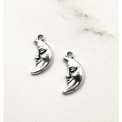 10pcs 19x9mm Small Moon Charms Pendants For Jewelry Making Antique Silver Small Moon Pendants Charm Moon