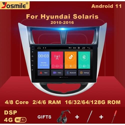 2 din Android 11 AI Voice Control Car Multimedia Player For Hyundai Solaris 2010 -2016 Radio Navigation GPS Stereo Audio DSP 4G