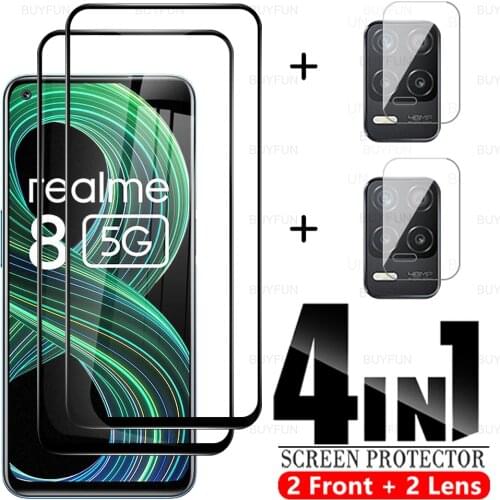 4in1 Full Cover Tempered Glass Case For Realme 8 7 5G HD Protective Glass For realme 6 7 8 Pro Narzo 30A 30 5G Lens Protector