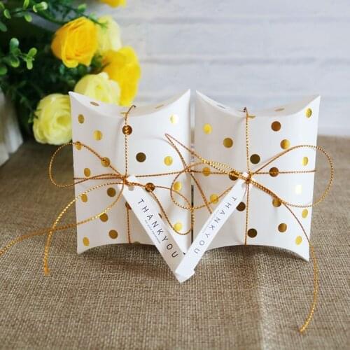 50/100pcs Gold Foil Wedding Dragee Box Mini Pillow Chocolate Box Gift Box Wedding Birthday Anniversary Favor Boxes