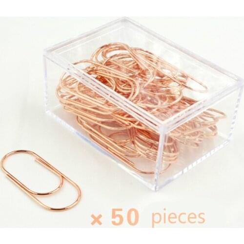 50pcs/box 50mm Rose Gold Electroplating Album Decorative Stationary H0166 Metal Paper Clip