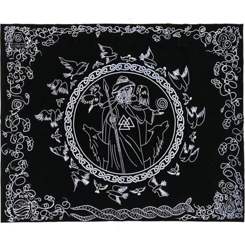 74x60CM Norse Odin Blessing Rituals Tarot Cloth Astrological Tarob Soft Altar Cloth Rune Divination Prayer Ritual Tarot Cloth