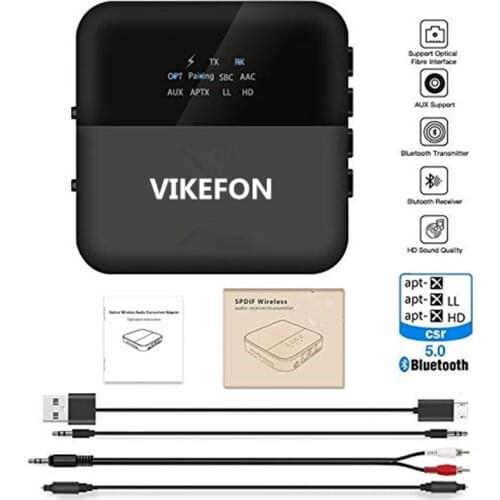 Auto ON, 5.0 Bluetooth Audio Receiver Transmitter aptX HD/LL Hifi Stereo Music 2 in 1 Receptor Transmisor Adapter Sender for TV