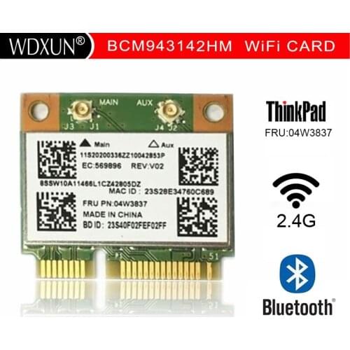 Broadcom Half Mini PCI-e Wireless Wlan Wi-Fi Card BCM943142HM 150Mbps 802.11b/g/n BT 4.0 For G400 G410 G500 G510 G405 G505 E431