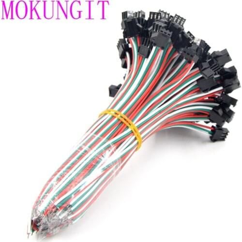 Fast shipping 200pair 3 pin JST SM Male Female plug LED Connector Cable 15CM For WS2812B WS2812 WS2811 LED Strip Lamp