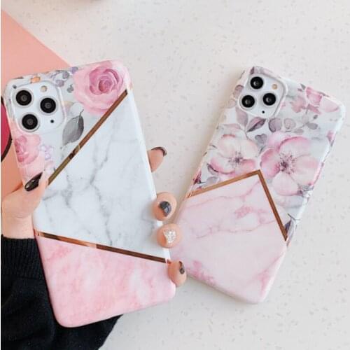 GINFUN Luxury Gold Plating Rose Flower Phone Case for iPhone 11 Pro 7 8 Plus X XR XS Max SE 2020 Fashion Cute Floral Soft Case