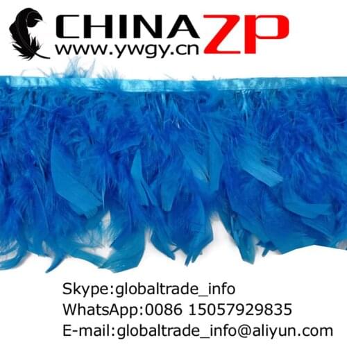 CHINAZP Factory Cheap Wholesale 10yards/lot Dyed Turquoise Blue Tureky Chandelle Feather Trim Fringe for Fashion Costume