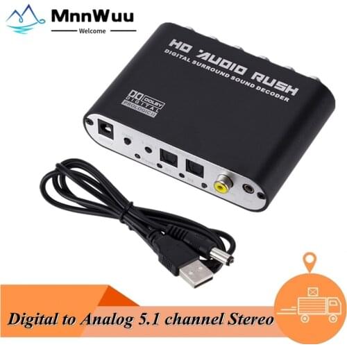 Digital to Analog 5.1 channel Stereo AC3 Audio Converter Optical SPDIF Coaxial AUX to 6 RCA Sound Decoder Amplifier