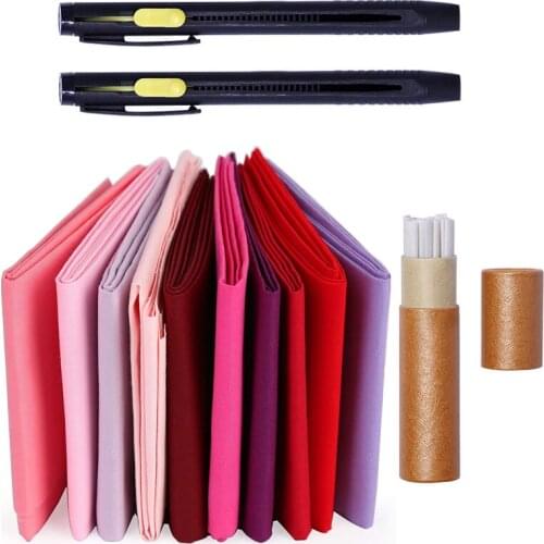Dailylike 10 Pcs Cotton Fabric Bundles Sewing Patchwork Precut Fabric Scraps For DIY Quilting Patchwork + Sewing Chalk Pencils
