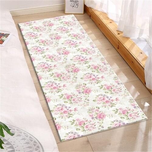 Elegant LIght Pink Rose Bedside Mat Girl Room Non-slip Doormat Home Kitchen Runner Mat Decor Floor Mat For Bathroom And Toilet