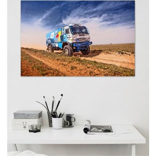 Truck sport Desert Rally race Vehicle living room decor home wall art decor wood frame fabric posters