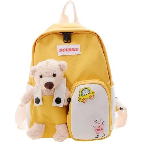Cartoon Bear Canvas School Bags Children Backpacks Kindergarten Animal Kids Backpack Children School Backpack for Girls Boys Bag