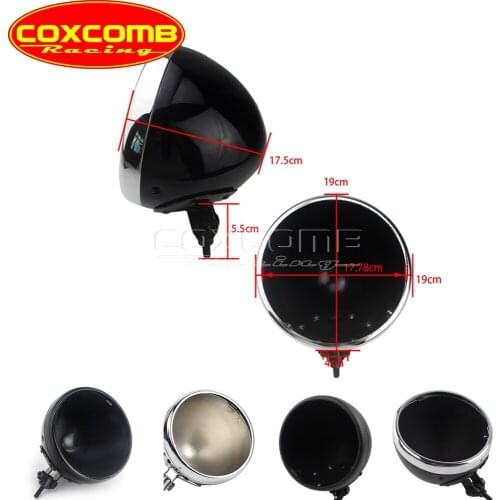 7" Motorcycle Round LED Headlight Housing Headlamp Lighthouse Shell Holder For Harley Bobber Honda Yamaha Kawasaki Cafe Racer