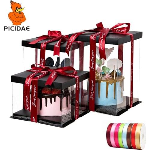 Squar Cake Box Transparent Clear 4/6/8/10/12 Inch Exhibition Storage Packing Plastic Festival Wedding Birthday Party Gift Flower