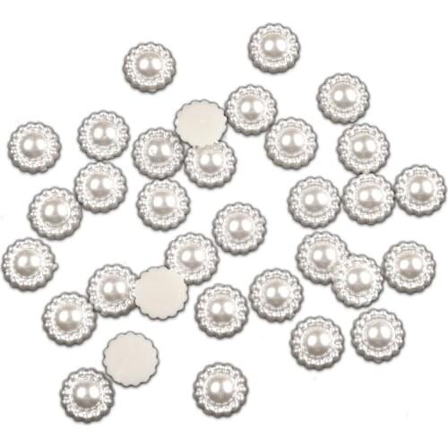 LF 500Pcs Mixed 9mm Pattern Half Round Pearl Decoration Craft Flatback Cabochon Embellishments For Scrapbooking Diy Accessories