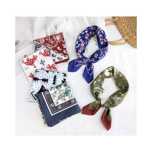 70*70cm Korean Style All-match Cotton and Linen Small Square Scarf Female Small Neckerchief Scarf women Decorations Hair Band