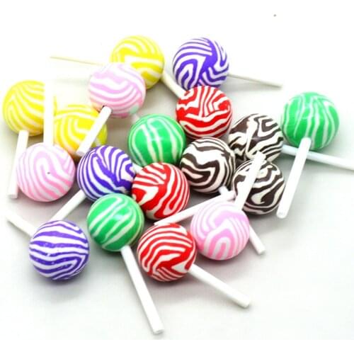 20X43mm Cute Polymer Clay Lollipop Miniatures|Party DIY Decorations|Faux 3D Polymer Clay Lollipop embellishments