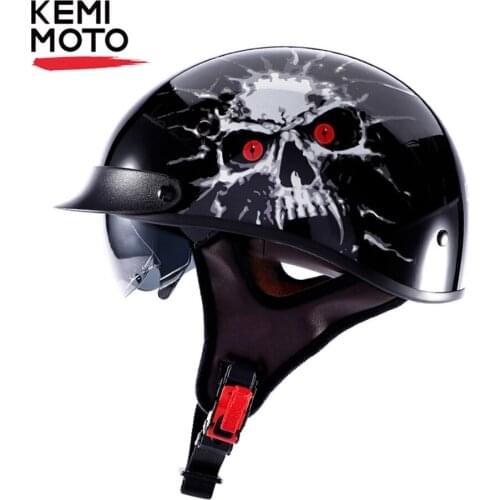 KEMIMOTO Retro Motorcycle Helmet Vintage Open face Moto Helmet Scooter Biker Motorbike Racing Helmet Half With DOT Certification