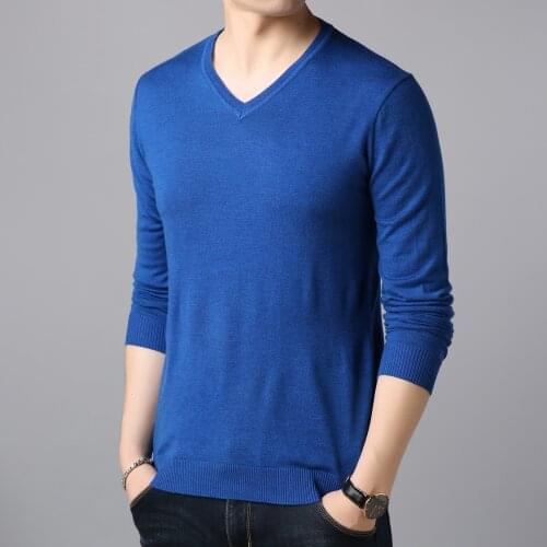 Mens Knit Shirt Long Sleeve Solid Male V-Neck Thin Jumper Casual Knit Wool Shirt