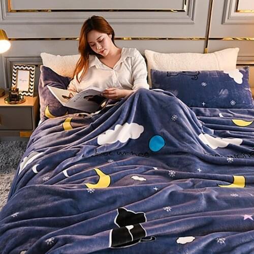 Soft Warm Coral Fleece Blanket Thicken Sofa Throw Blankets Hairy Winter Bed Covers Sheet Solid Bedspread Bedding Mechanical Wash