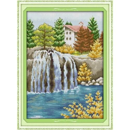 Everlasting Love Little Waterfall Chinese Cross Stitch Kits Ecological Cotton Stamped Printed 11 14CT New Christmas Decorations