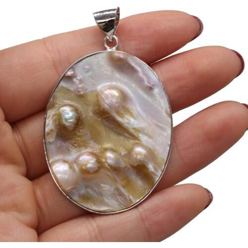 Natural Shell Pendant Oval shape White Mother of Pearl With pearls Exquisite charms For jewelry making DIY Necklace accessories