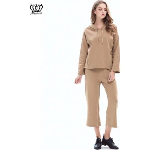 2019 new spring and autumn Cotton fashion two-piece hooded long-sleeved sweater casual pants suit gray