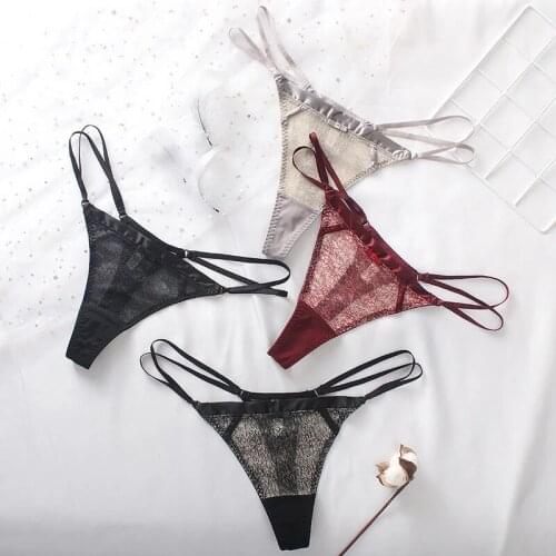 New Lace Thong Sexy Hollow Out G-String Women Transparent Underwear Lace Sex Panties Thong Crotch Cotton Briefs Lingerie