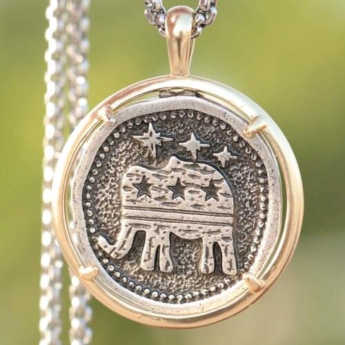 Republican Elephant Necklace Political Symbol 25mm*25mm American Flag Pendant Medal Jewelry Dropship