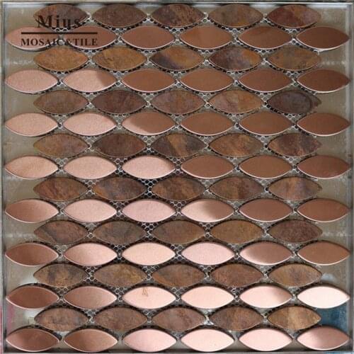 Oval metal tiles penny oval copper backsplash