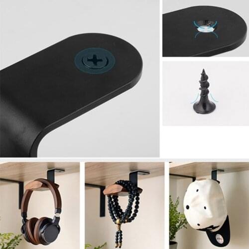 P82F Universal Headphone Stand Holder Z-shape Wall-mounted Headset Hanger Hook Wood Bracket Display Rack