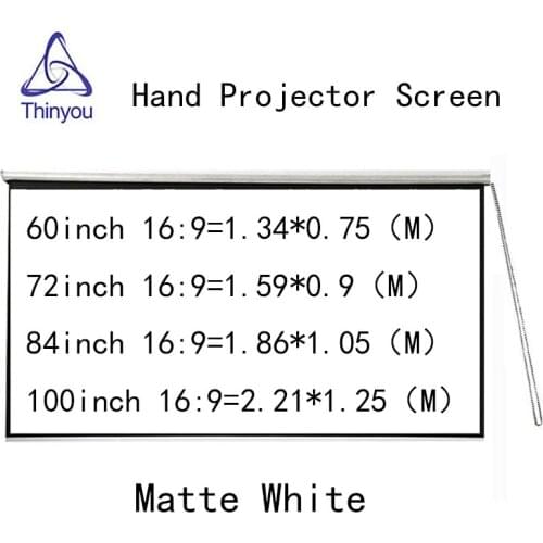 Thinyou 100 inches 16:9 White Fabric Portable Floor Screen Floor Standing Projection Screen Pull Up Projector Screen