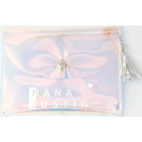 Transparent Holographic Coin Purse Women Slim Wallet Teenager Girls Fashion Card Case Wallets Female Tassel Mini Purse Small Bag