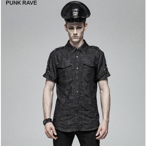 Мужские рубашки с коротким рукавом PUNK RAVE China At AliExpress