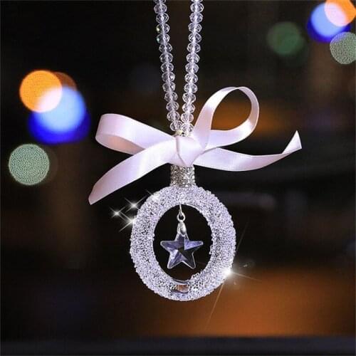 Luxury Crystal Bowknot Bell Hanging Wind Bell Pendant Car Decor Resin Wind Chimes Valentines Gifts Girlfriend Star Wind Chime