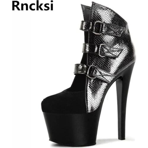 Rncksi Sexy Women Boots 17cm Party Dress High Heels Shoes Night Club Pole Dancing Boots High Heels Ankle Boots Shoes
