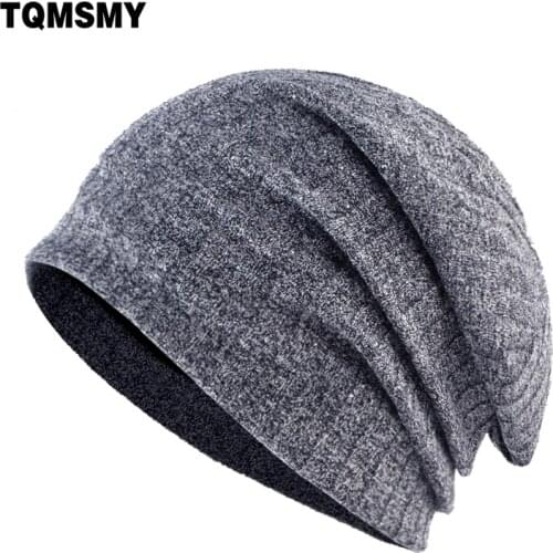 TQMSMY Spring stripe hats for women sequins beanies Solid color Autumn Cotton skullies Womens Double layer Turban hat cap bone