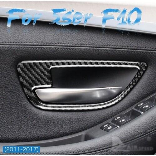 Car Styling LHD Left Hand Drive Real Carbon Fiber For BMW 5-Series F10 F11 520 Inner Interior Pull Handle Cover Trim Decal Frame