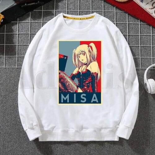 Retro Death Note Misa Amane Japan Anime Manga Hoodies Sweatshirt Print Trend Mens Clothes Hip-Hop Male Crewneck Hoodies Men