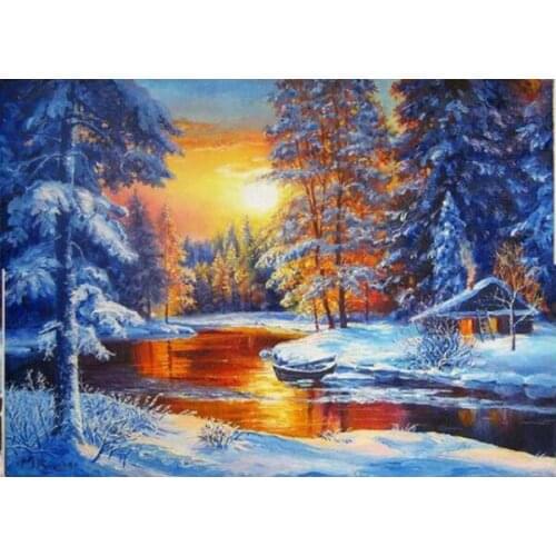 TOUOILP square full Diamond Painting Kerst Landshap 7